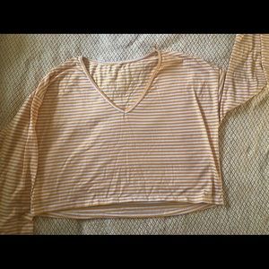 Yellow and White Striped Crop Top